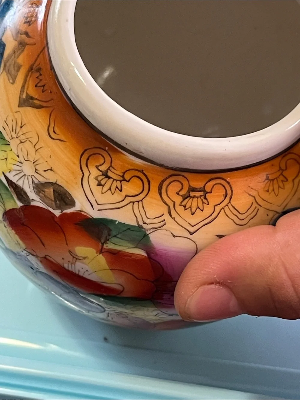Hand-Painted Floral Ceramic Vase — Multicolor Accent